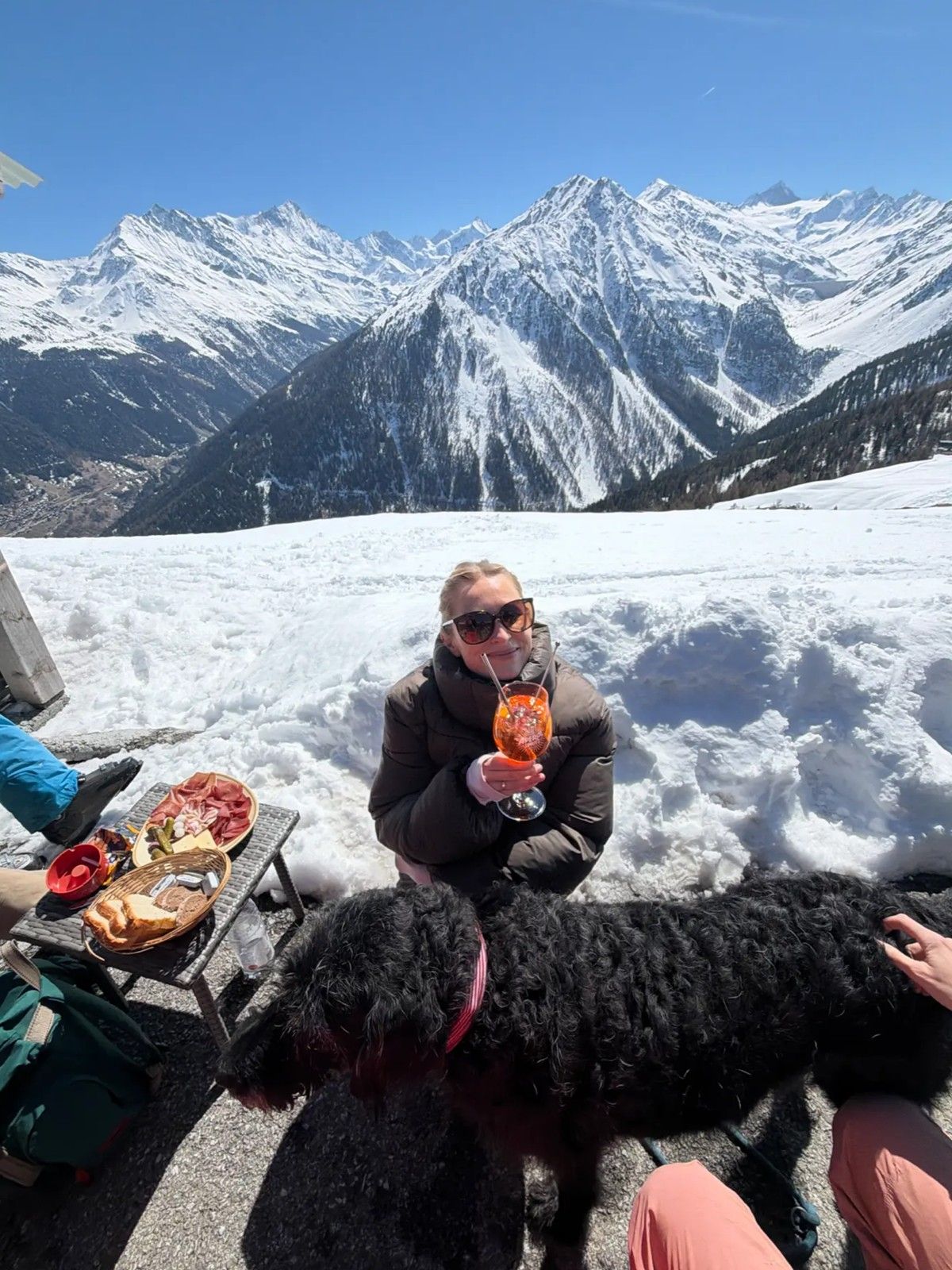 Snow-covered peaks seen from the mountain hut
